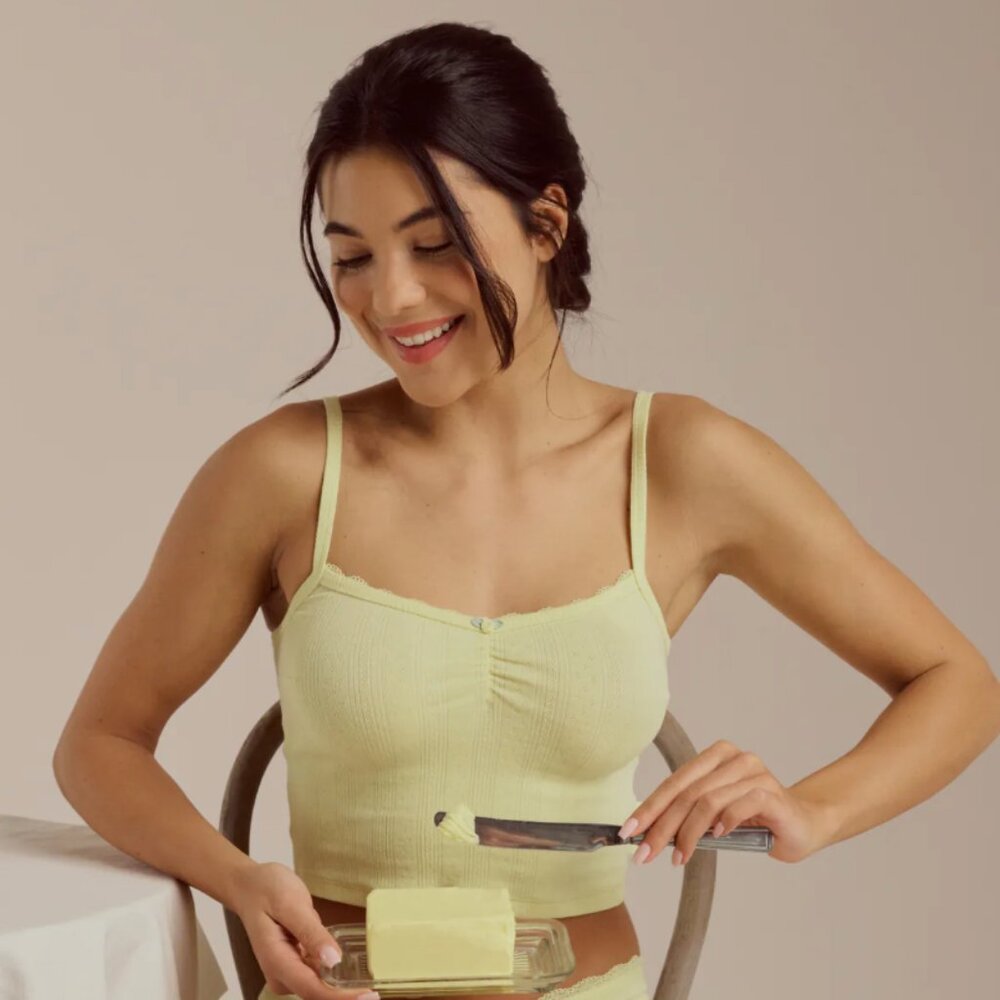 FORM BNWT Pointelle Pajama Lounge Tank and Bottoms Buttercup Yellow Size XS / S